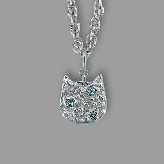 Cat Necklace Triple Blue Topaz