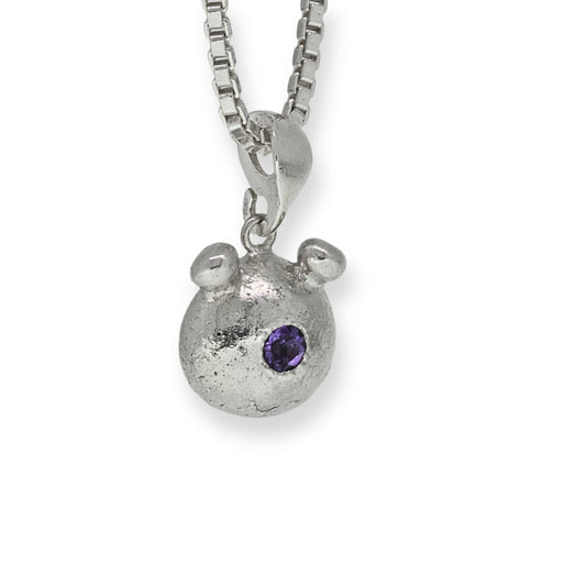 Bear Necklace With Amethyst Nose