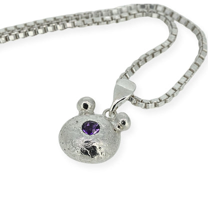 Bear Necklace With Amethyst Nose