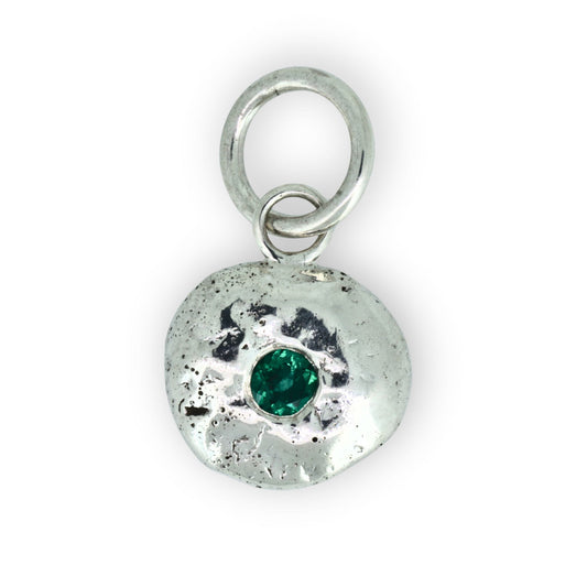 Melt Silver Charm With Emerald Stone