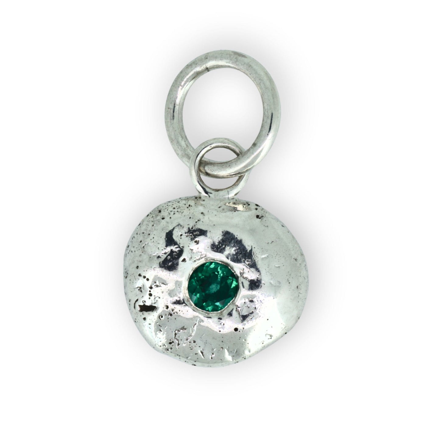 handcrafted emerald silver pendant organic shape