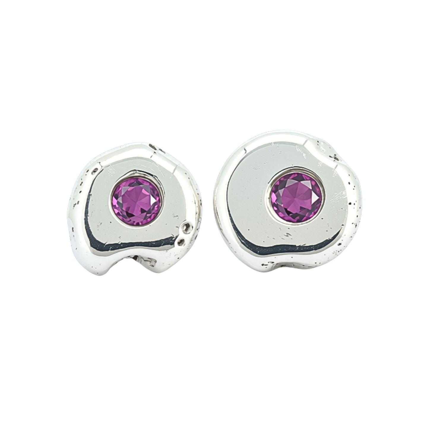 Silver Garnet Stud Earrings