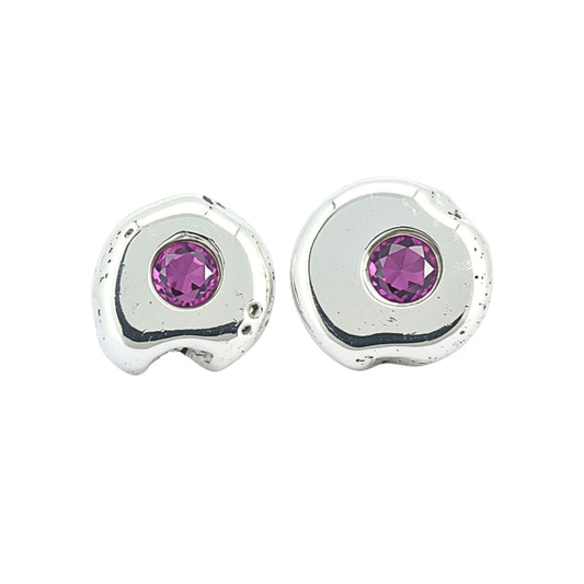 Silver Garnet Stud Earrings