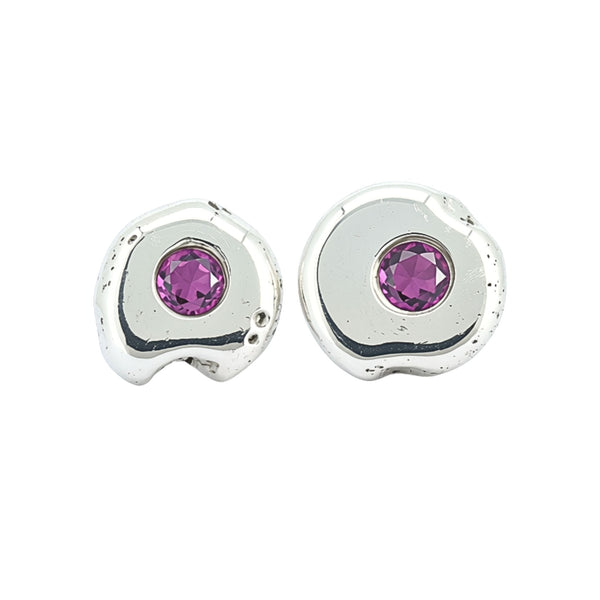 Silver Garnet Stud Earrings